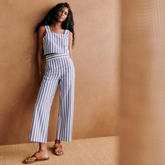 Sezane Jenson Trousers Stripped High Waisted Pants